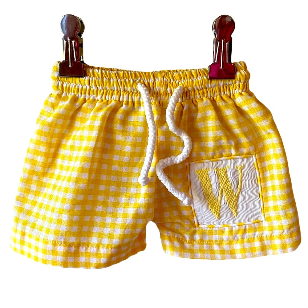 Little Lovely Clothing Company Smocked Yellow “W” Swimsuit